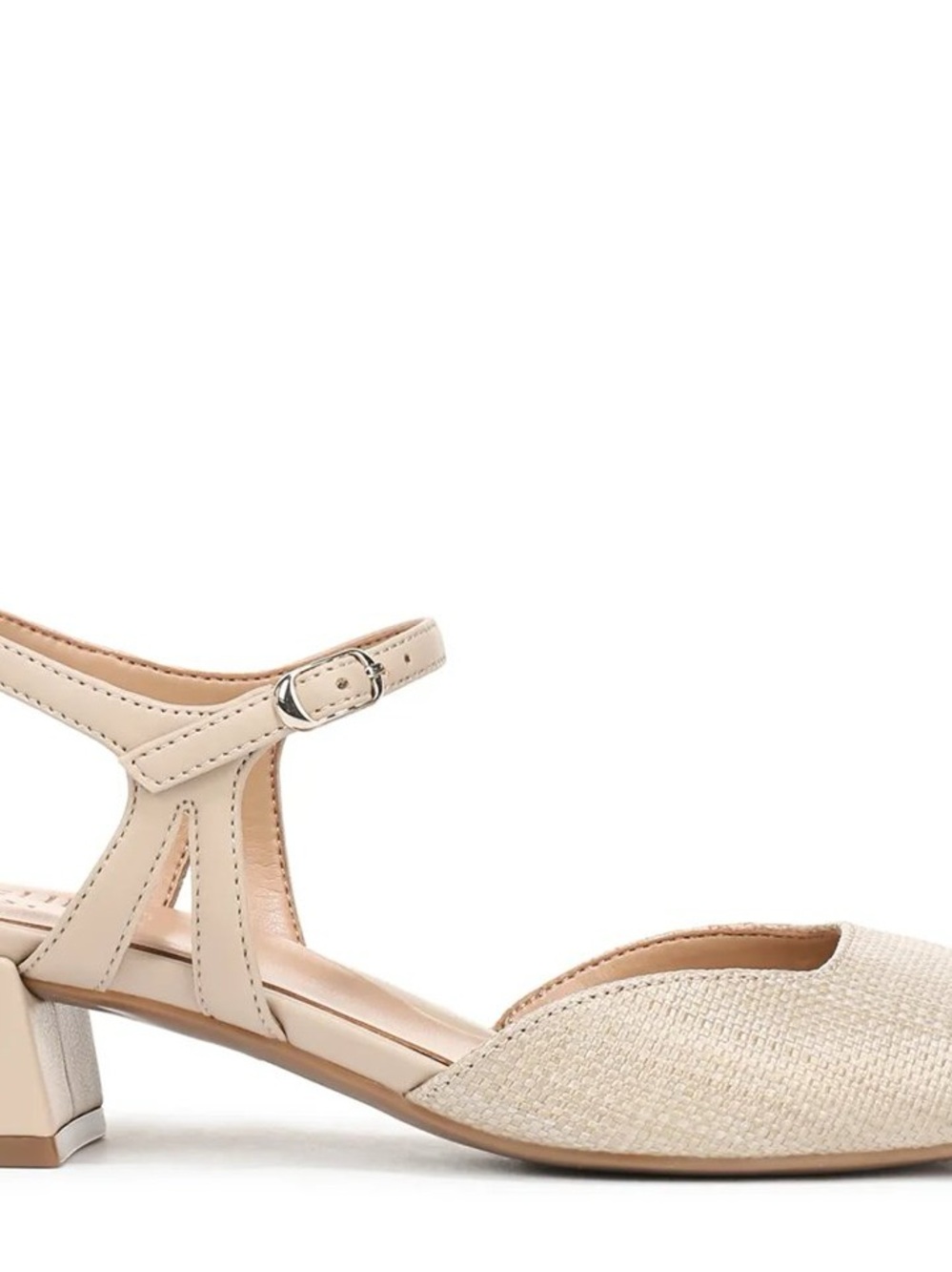 Naturalizer Beige Low Block Heel Ankle-Strap Sandals “HATTIE”